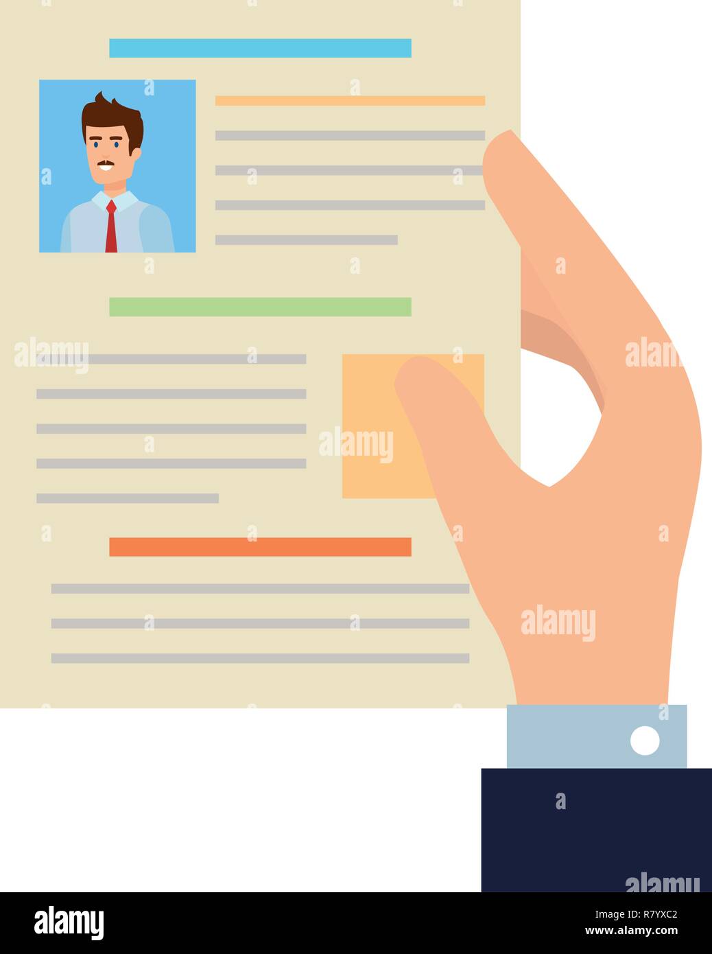 hand with curriculum vitae document vector illustration design Stock ...