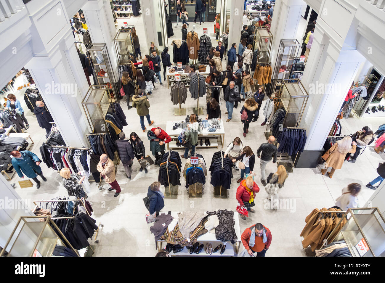 Interior of Zara store on Gran Via shopping street in Madrid, Spain Stock  Photo - Alamy