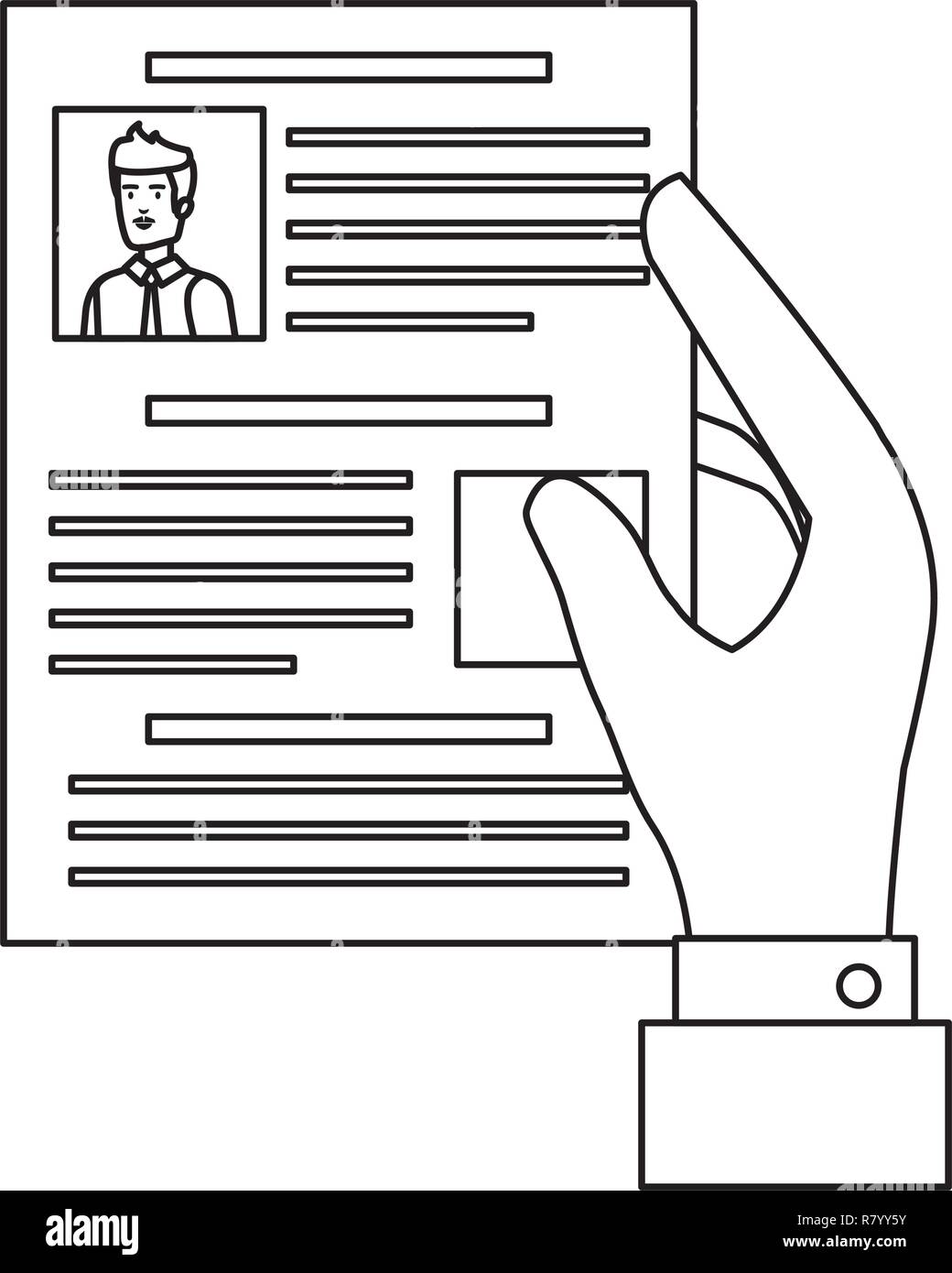 hand with curriculum vitae document vector illustration design Stock ...