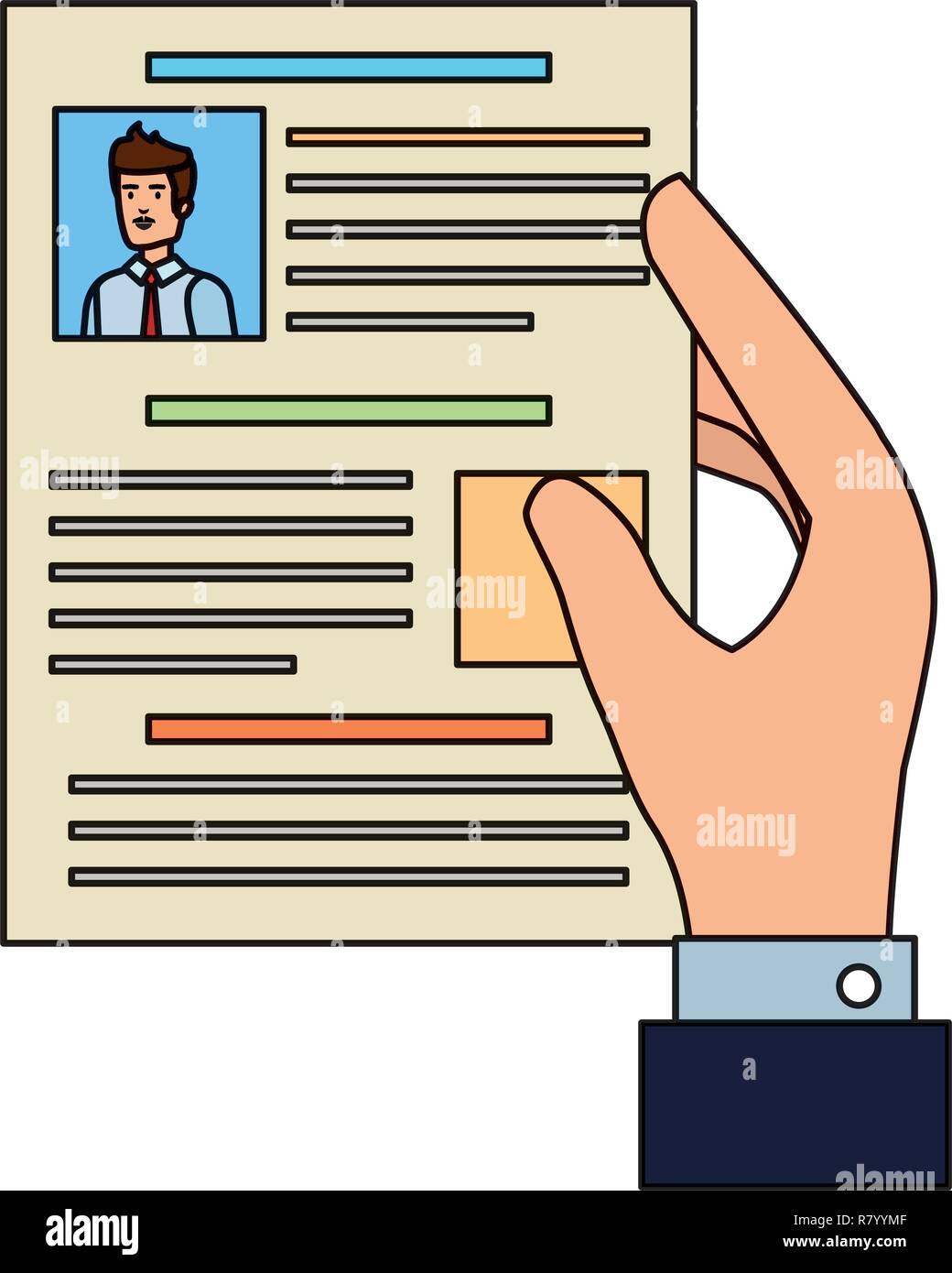 hand with curriculum vitae document vector illustration design Stock ...
