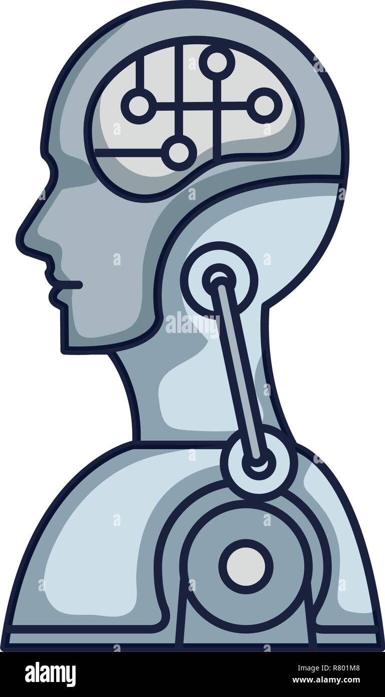cyber humanoide profile icon vector illustration design Stock Vector