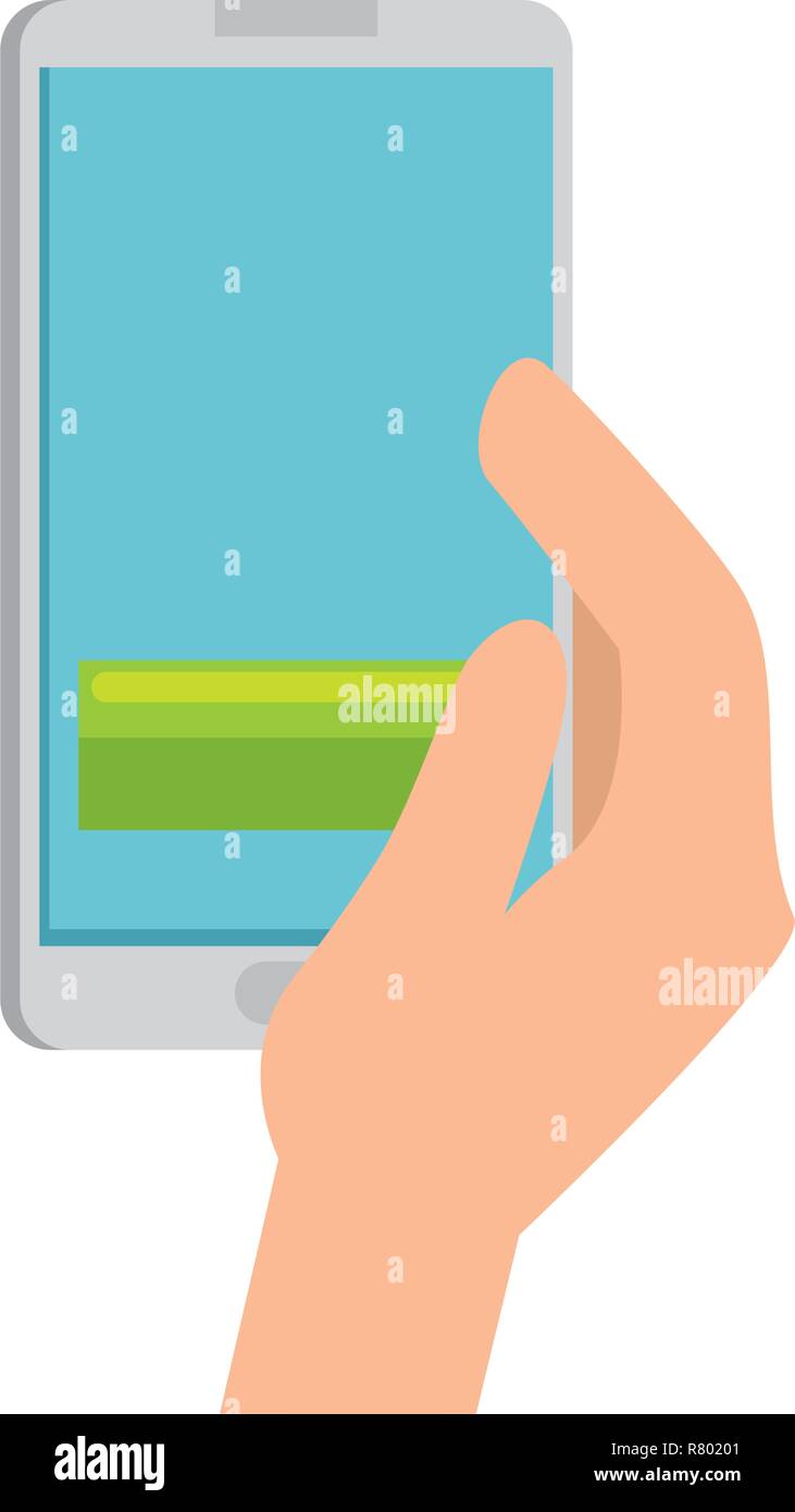 hand human with smartphone device isolated icon vector illustration ...