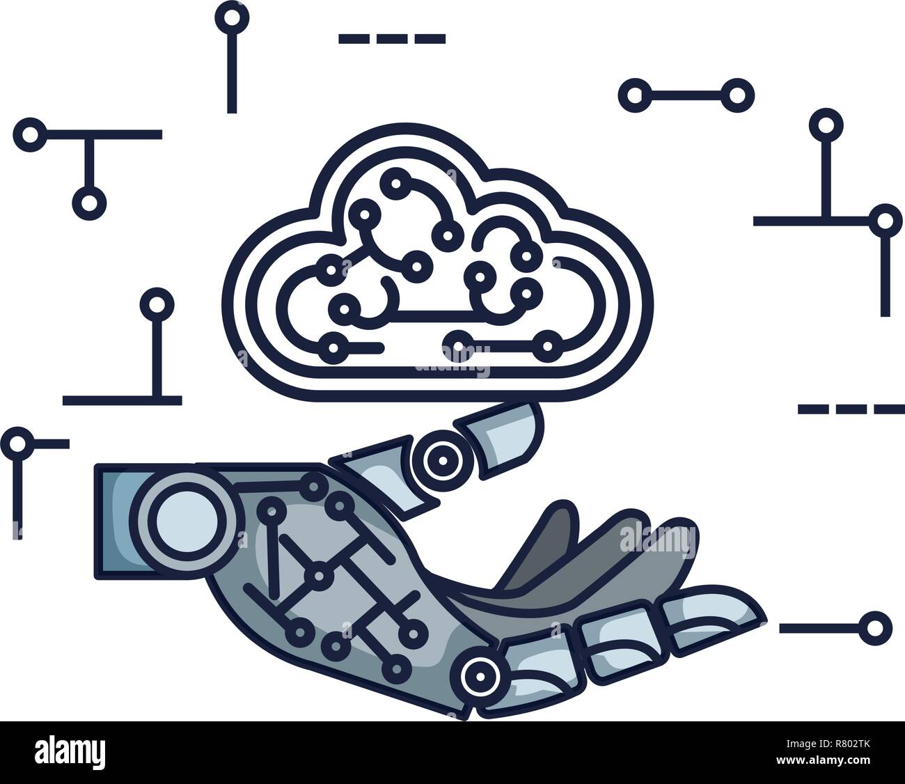 robotic hand with cloud computing vector illustration design Stock ...