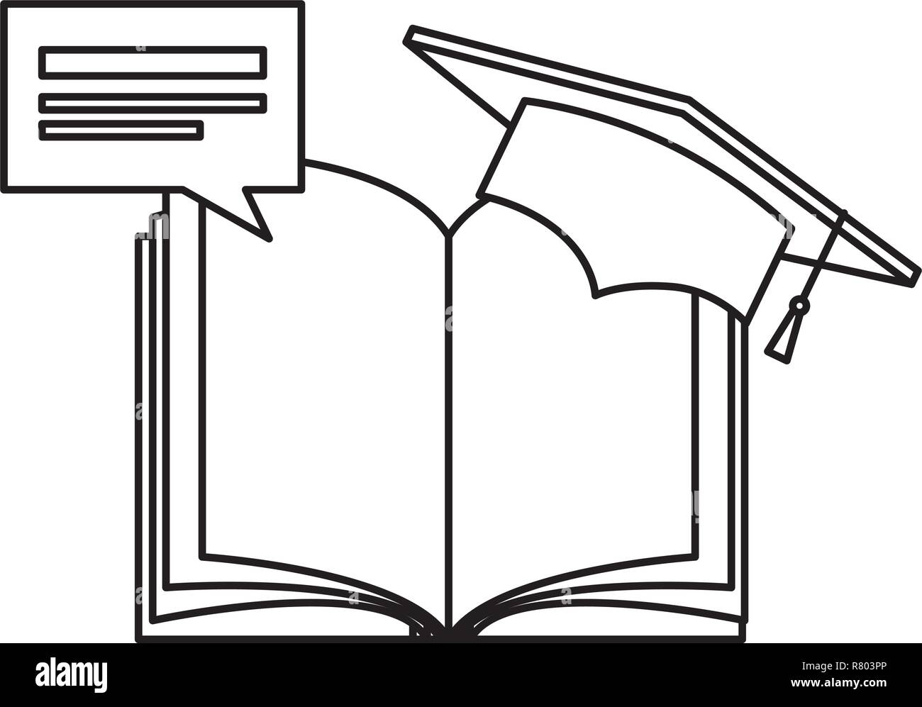 text book with speech bubble and hat graduation vector illustration ...