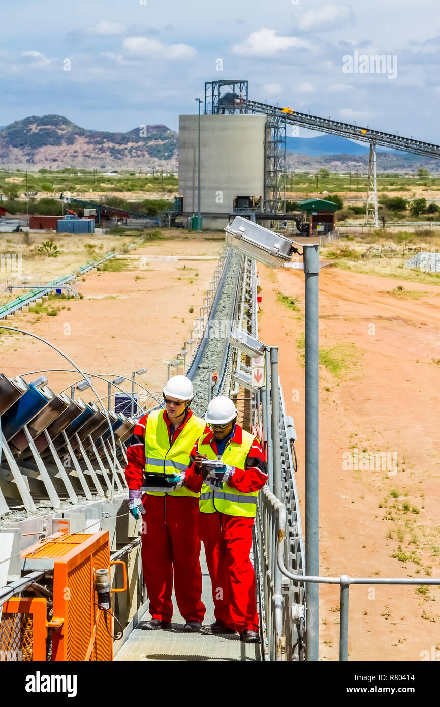 Rustenburg, South Africa, October 15, 2012, Conveyor belt transporting