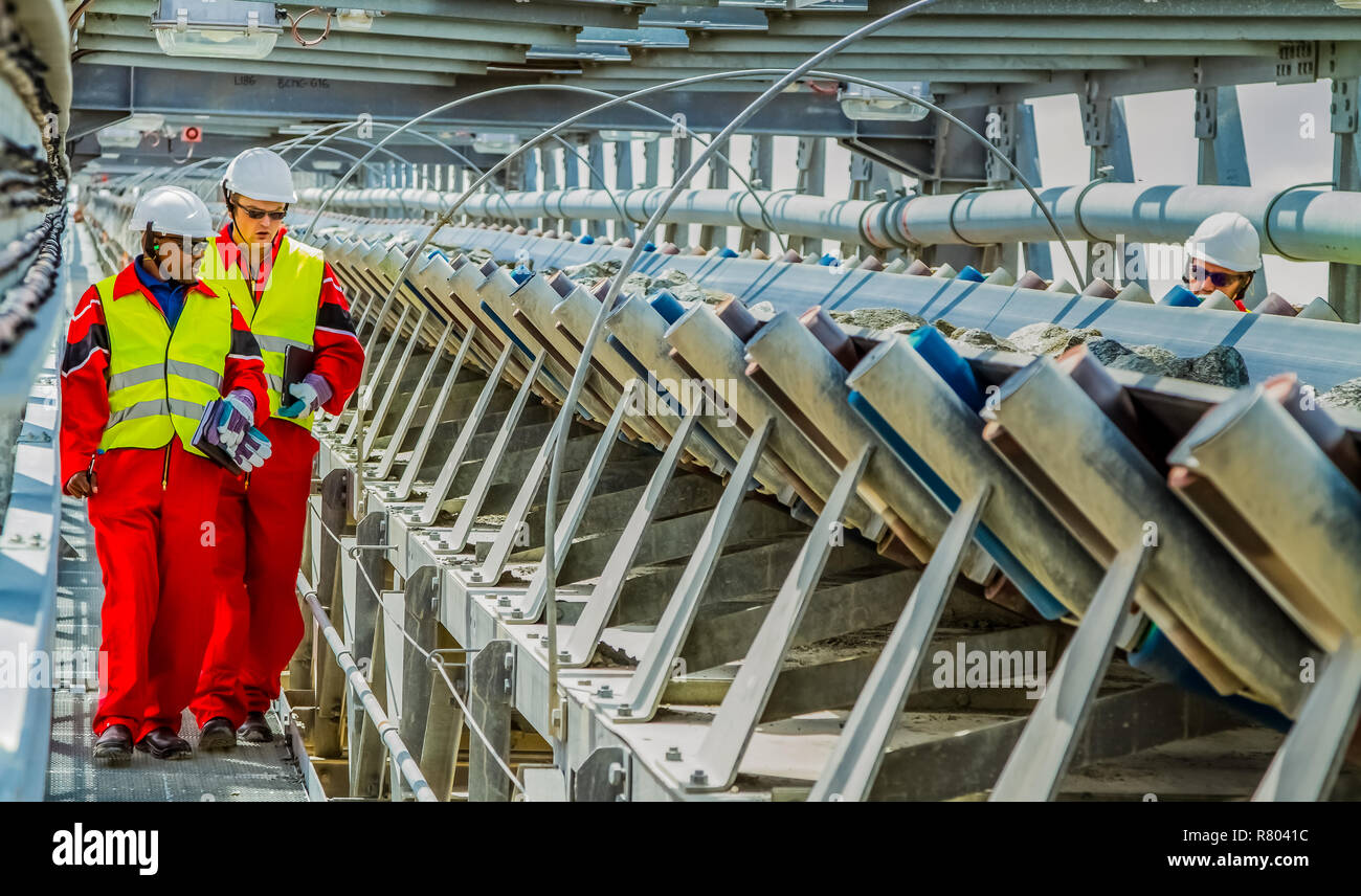 Rustenburg, South Africa, October 15, 2012, Conveyor belt transporting