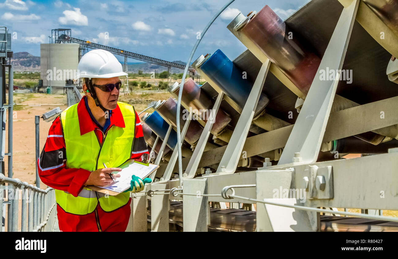Rustenburg, South Africa, October 15, 2012, Conveyor belt transporting
