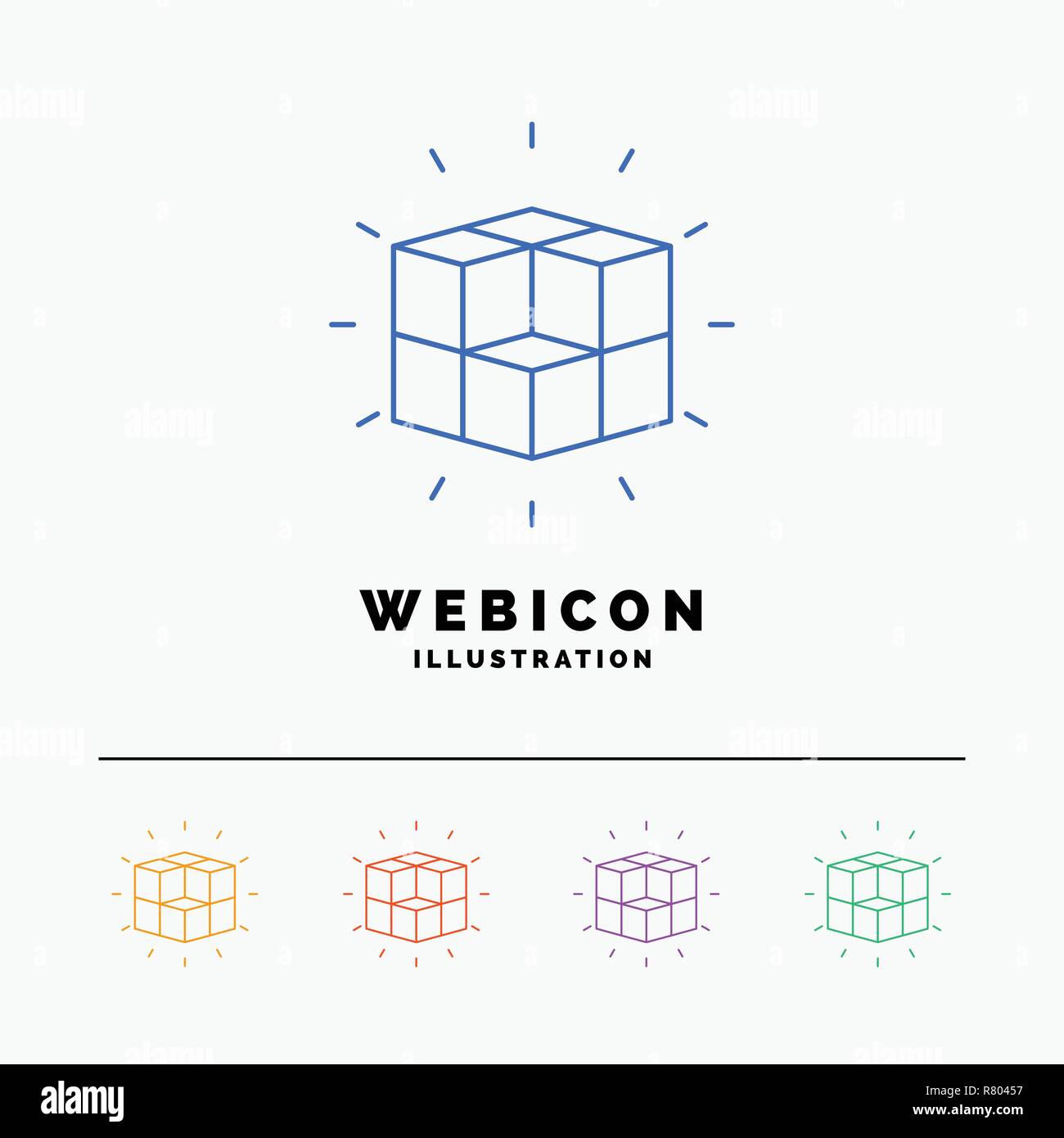 box, labyrinth, puzzle, solution, cube 5 Color Line  Icon Template