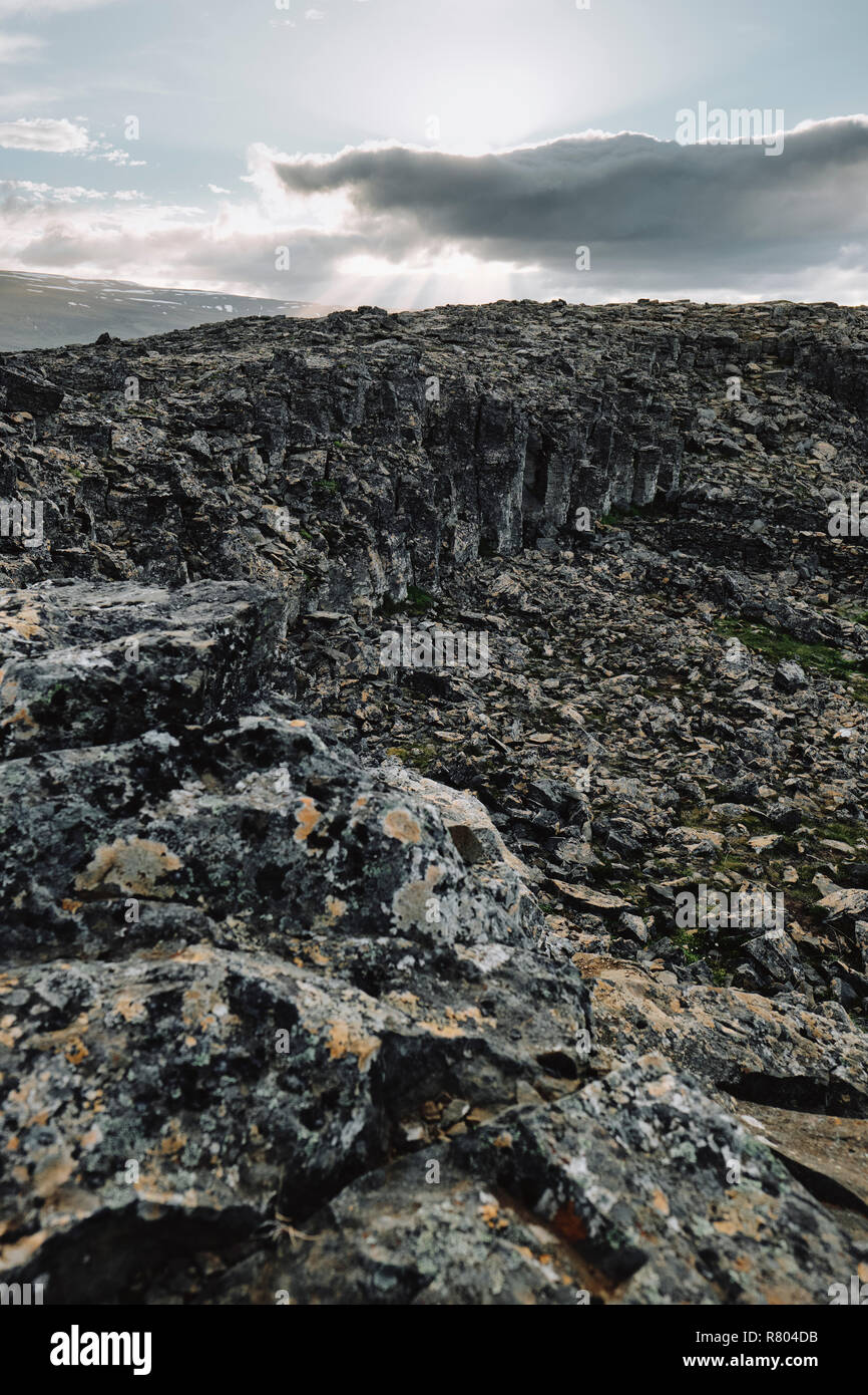 volcanic basalt plug in the north of Iceland Stock Photo