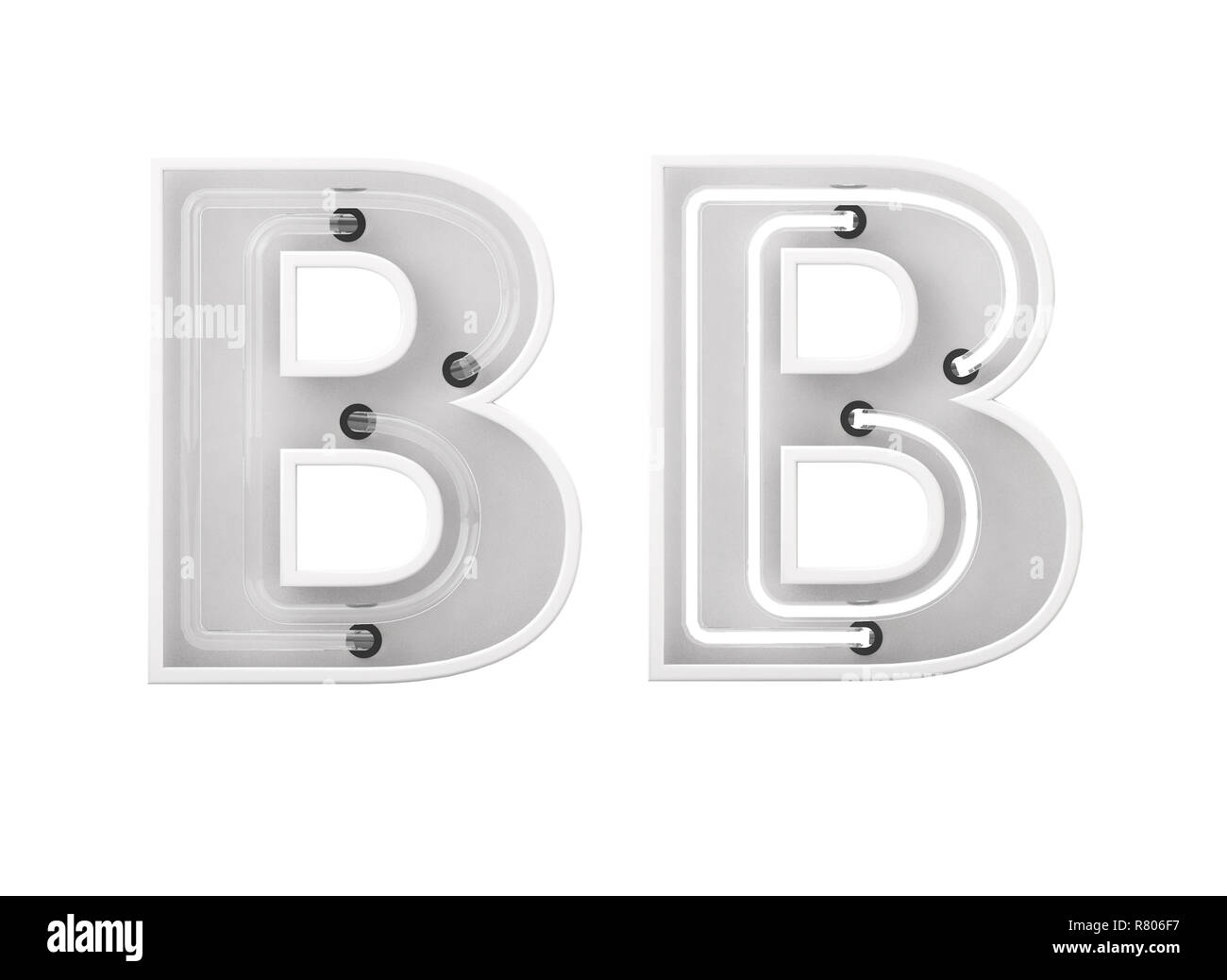White Neon Style Light Letter B On And Off Neon Lettering 3d Rendering Stock Photo Alamy