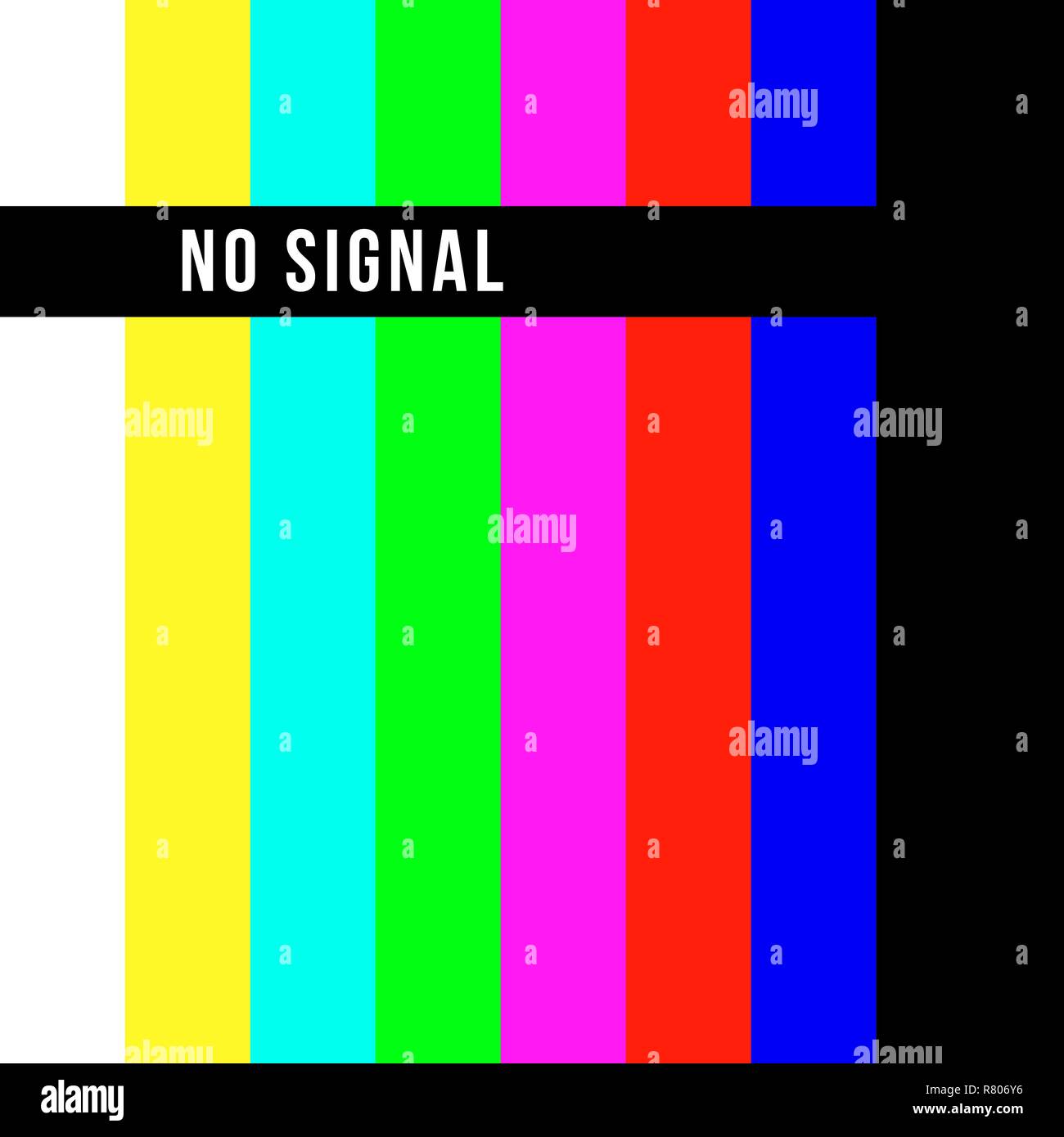 Old tv test screen. Retro no channel signal screensaver Stock Vector