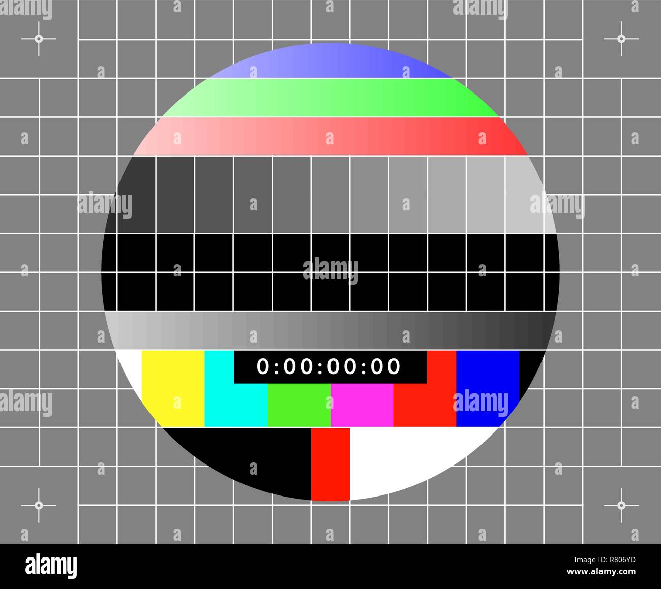 Retro test chip chart pattern that was used for tv calibration Stock Vector