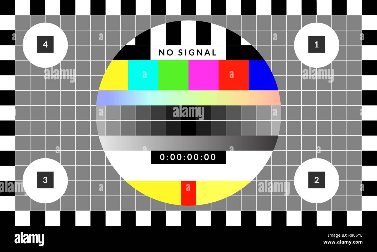 Retro test chip chart pattern that was used for tv calibration Stock Vector