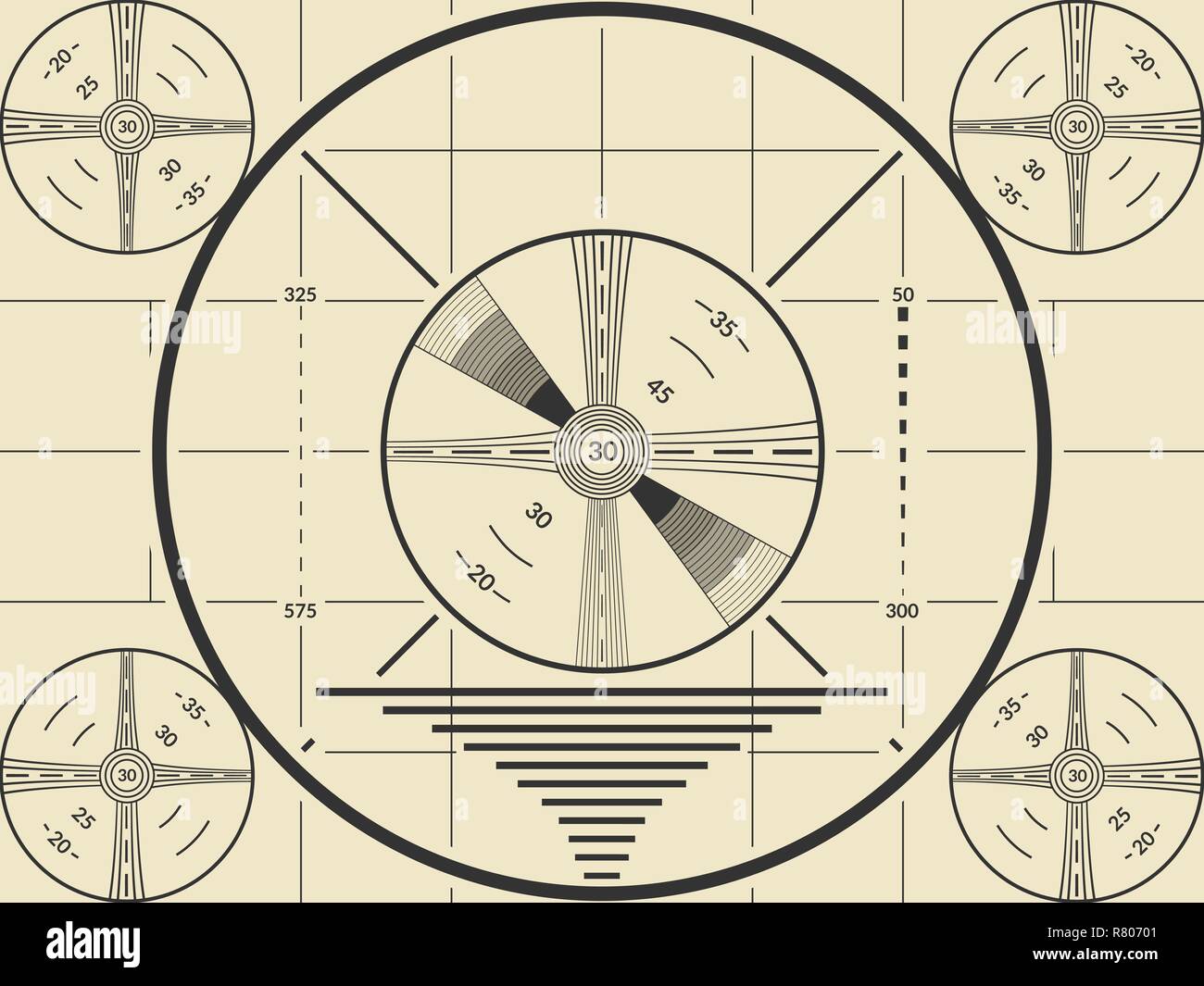 Vintage tv test screen pattern for television calibration Stock Vector