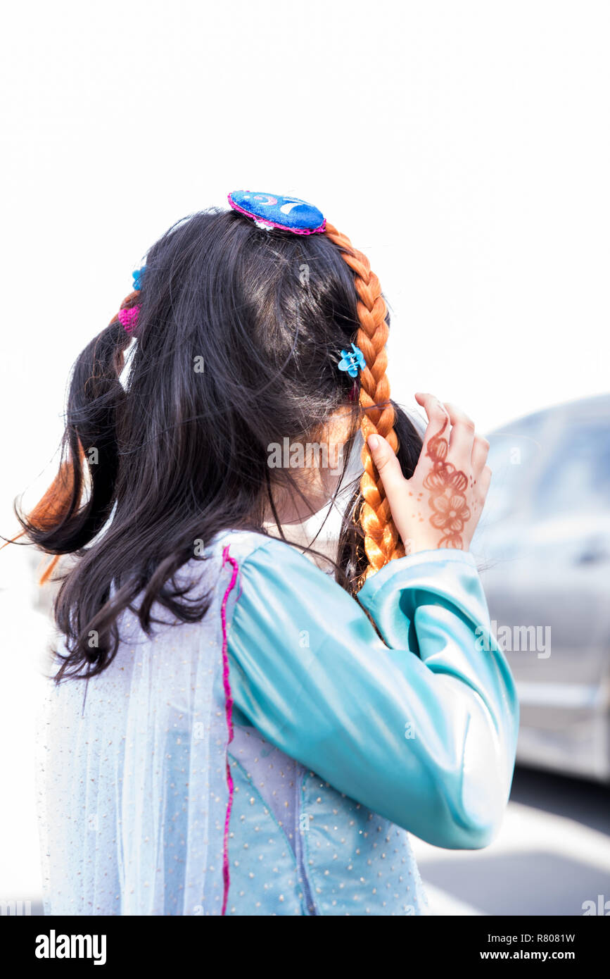 A Little Girl Wearing Costume Of Diseny S Elsa From Frozen