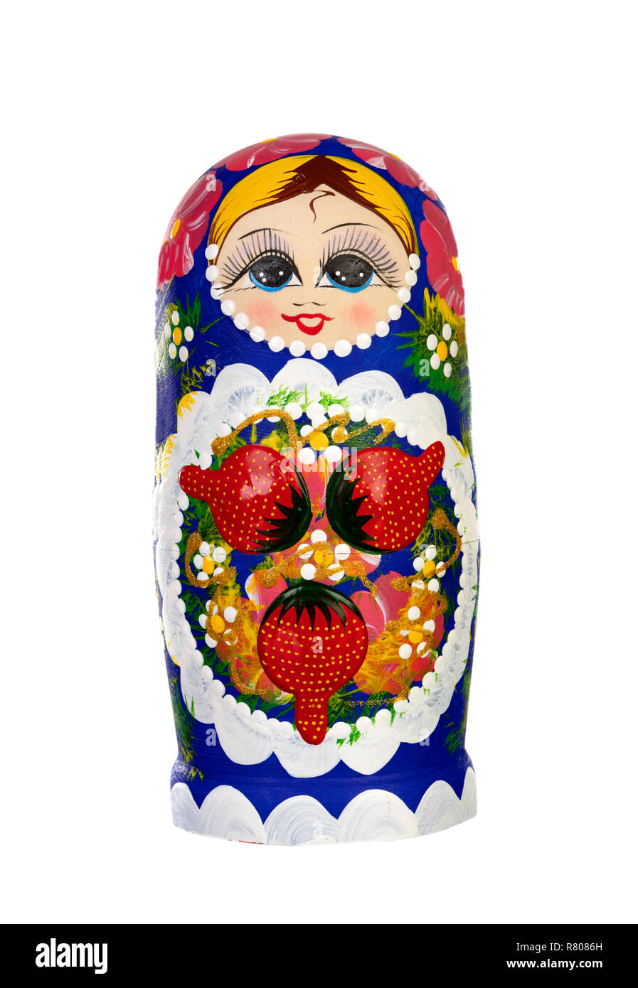 Russian doll babushka matrioska isolated on a white background Stock Photo