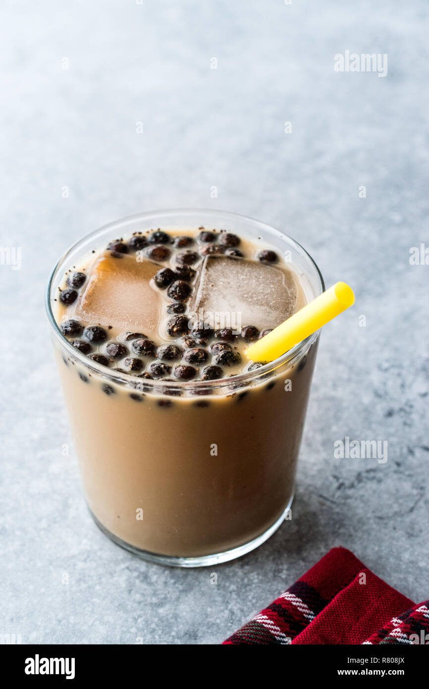 Homemade Milk Bubble Tea with Tapioca Pearls. Traditional Organic ...
