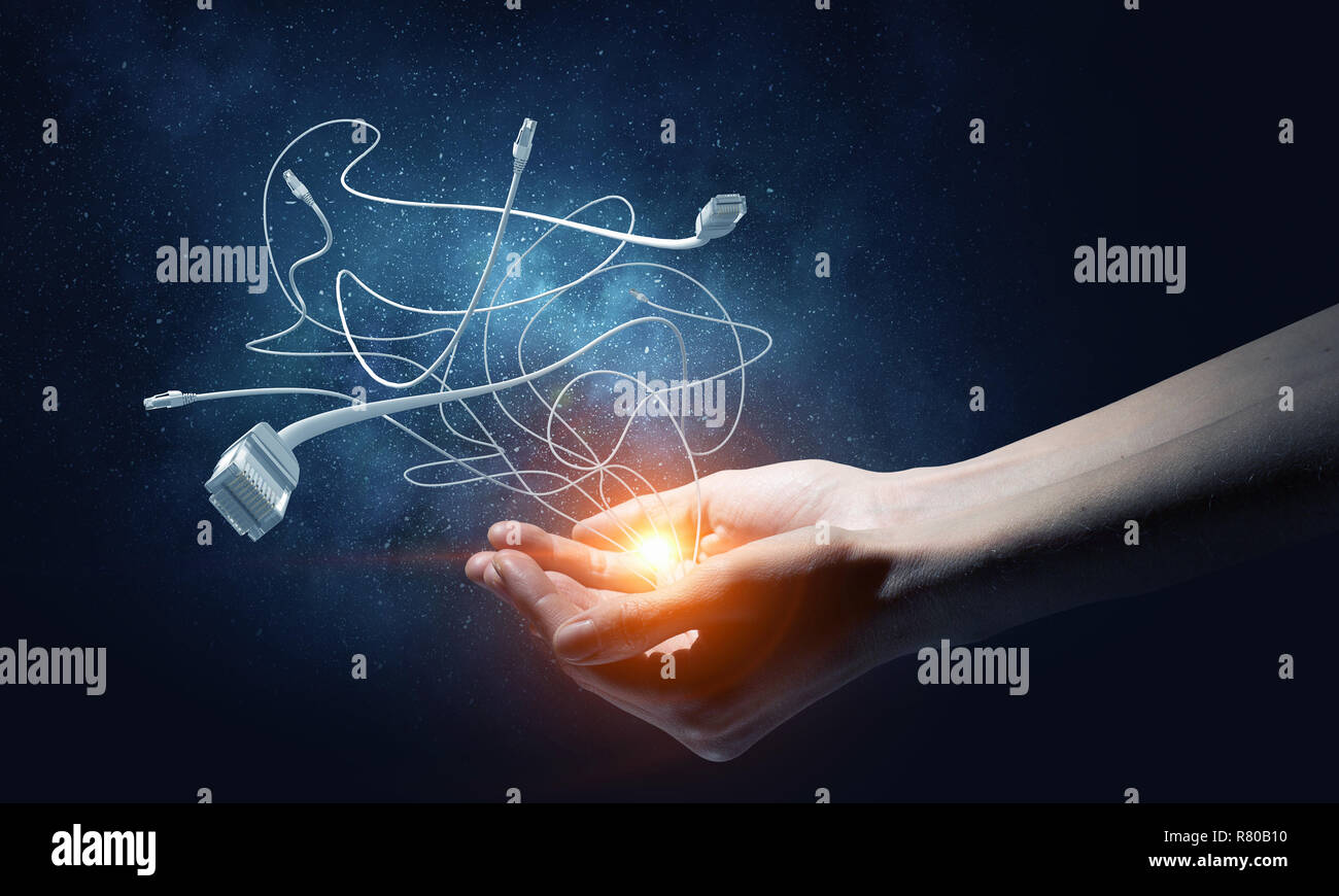 Wire Internet connection Stock Photo - Alamy