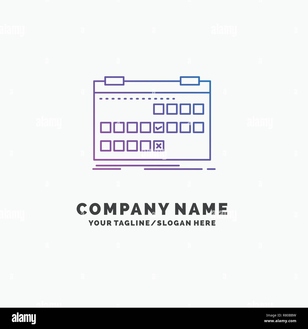 Calendar, date, event, release, schedule Purple Business Logo Template. Place for Tagline Stock Vector