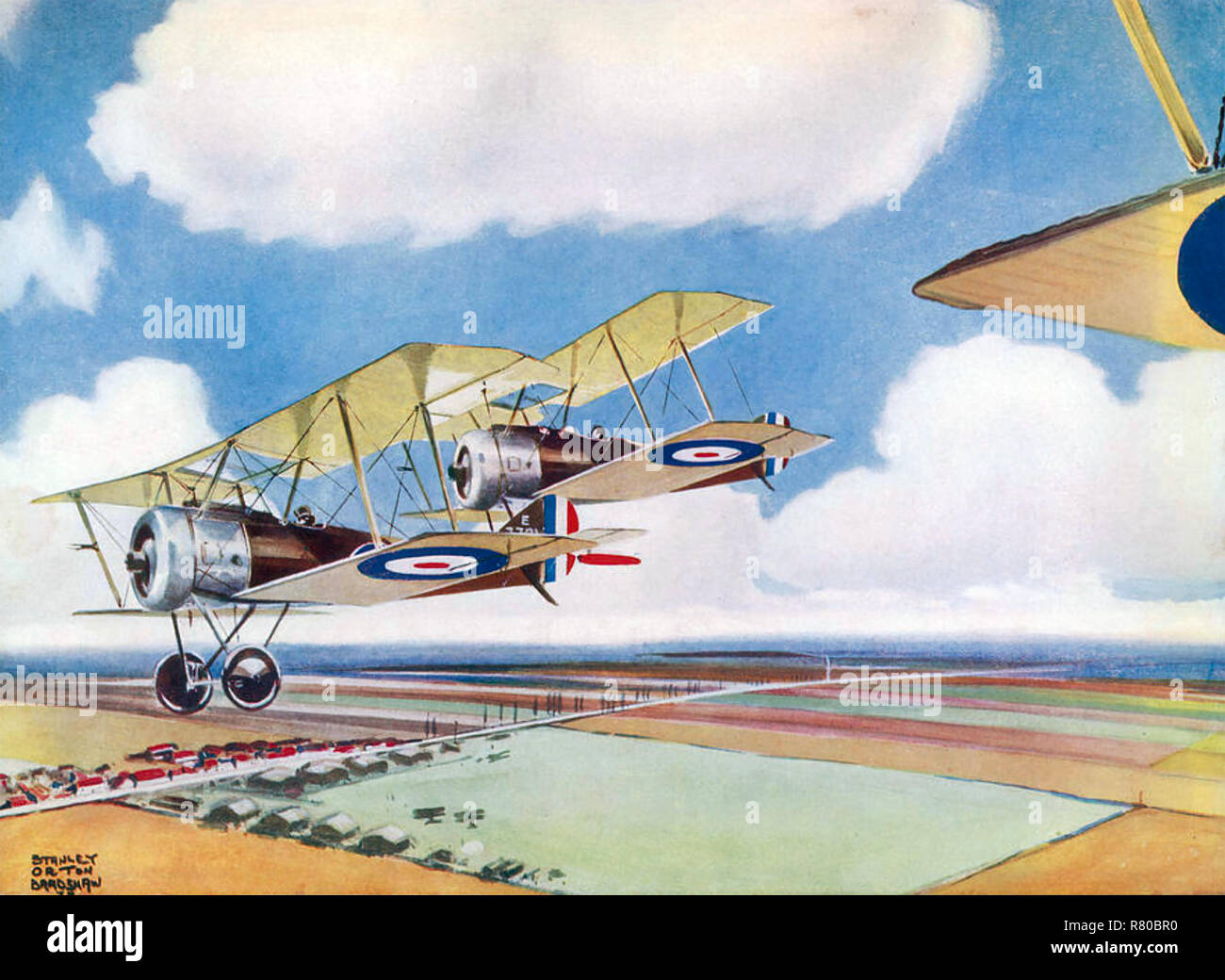 SOPWITH PUP aircraft in a 1920s painting Stock Photo