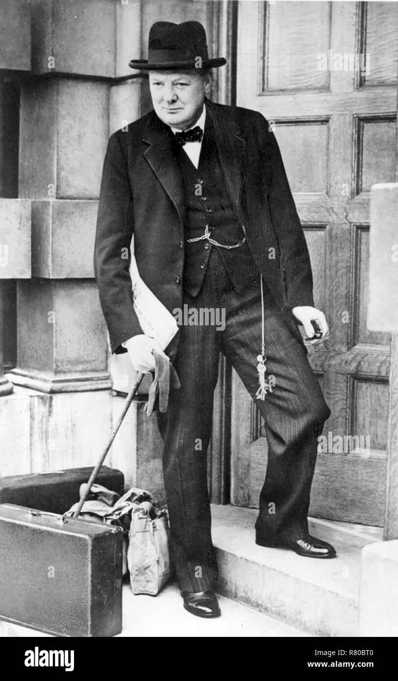 WINSTON CHURCHILL (1874-1965) entering Admiralty House as First Lord of
