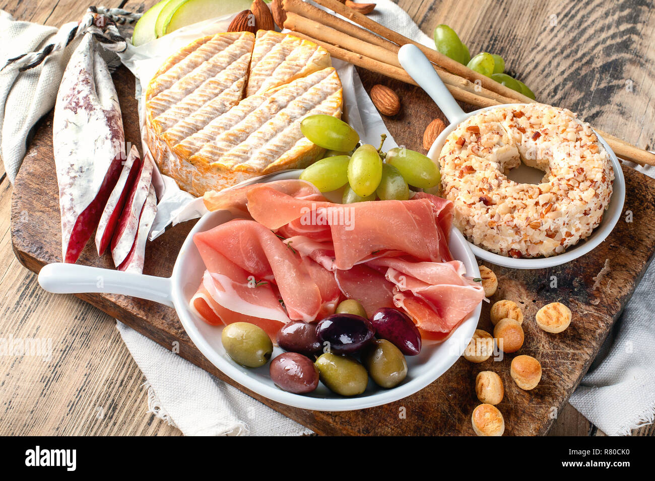 Antipasto. Italian food ingredients. Top view Stock Photo Alamy