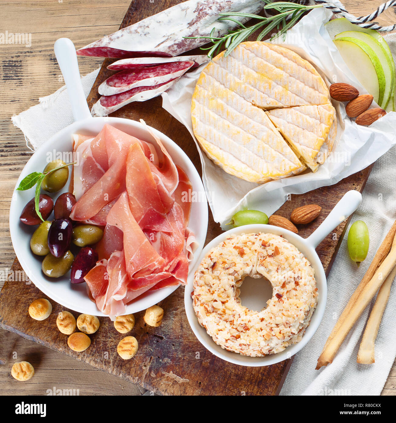 Antipasto. Italian food ingredients. Top view Stock Photo Alamy