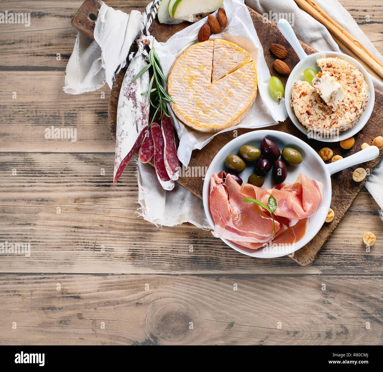 Antipasto. Italian food ingredients. Top view Stock Photo Alamy