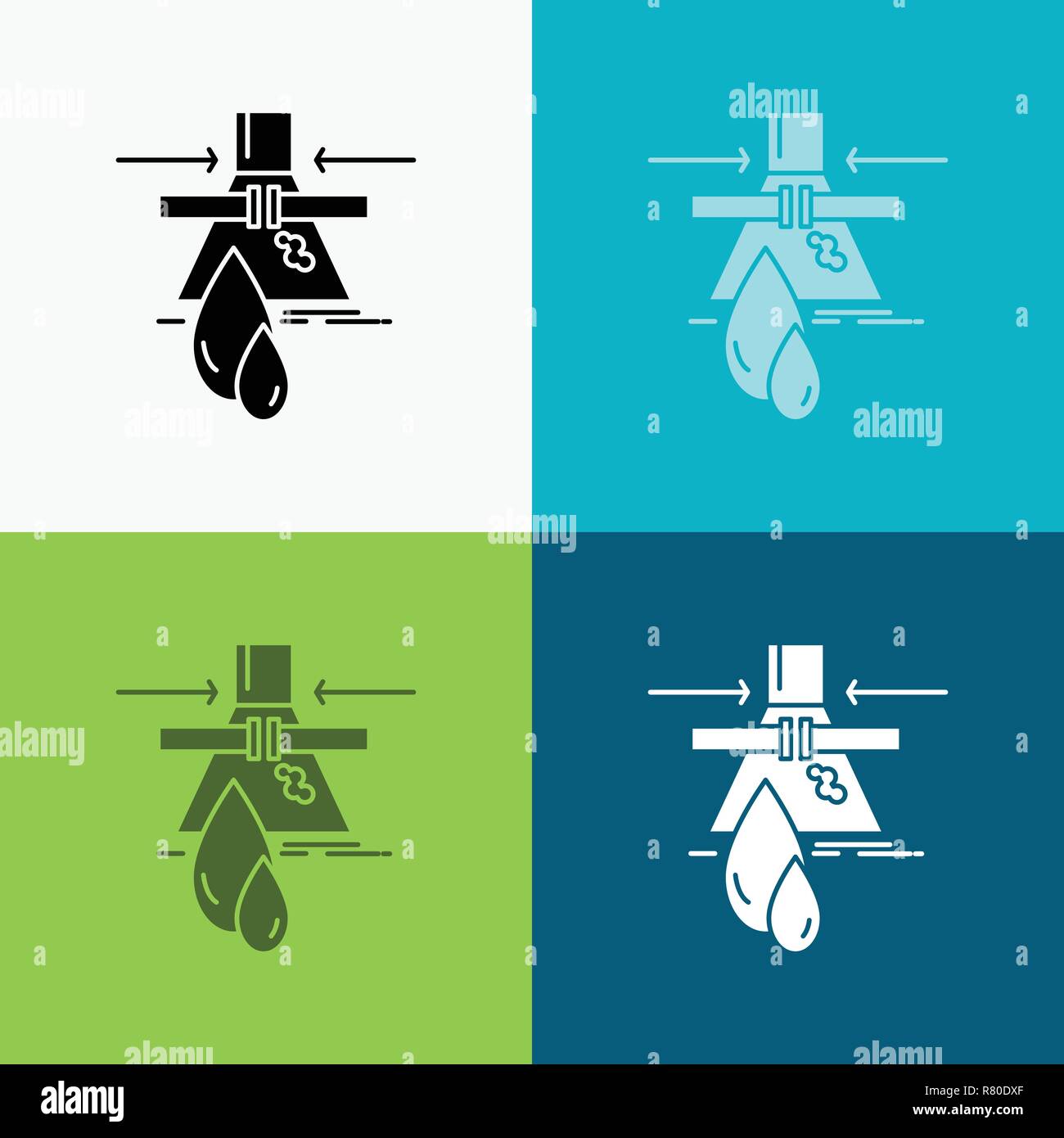 Chemical, Leak, Detection, Factory, pollution Icon Over Various Background. glyph style design, designed for web and app. Eps 10 vector illustration Stock Vector