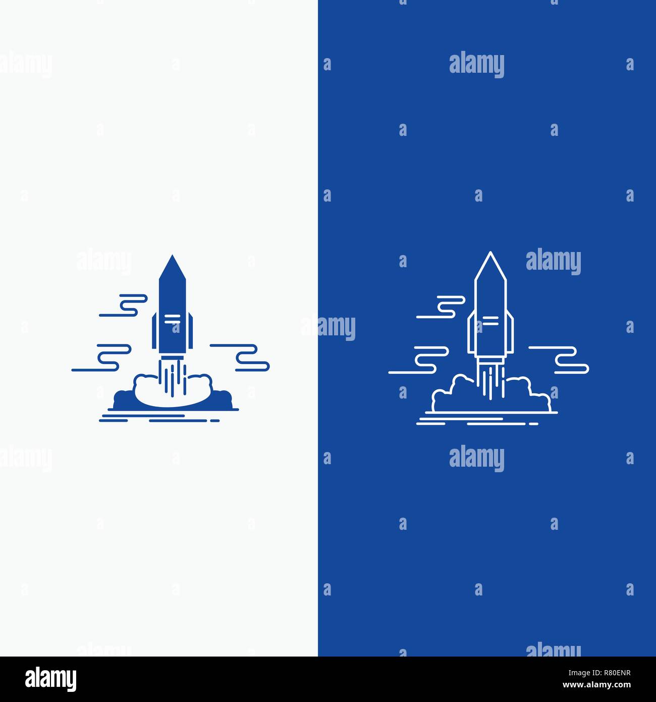 Launch Publish App Shuttle Space Line And Glyph Web Button In