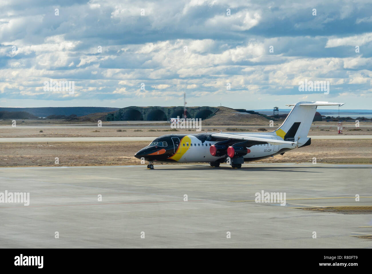 Antarctic Airways passenger airplane with penguin livery Stock Photo