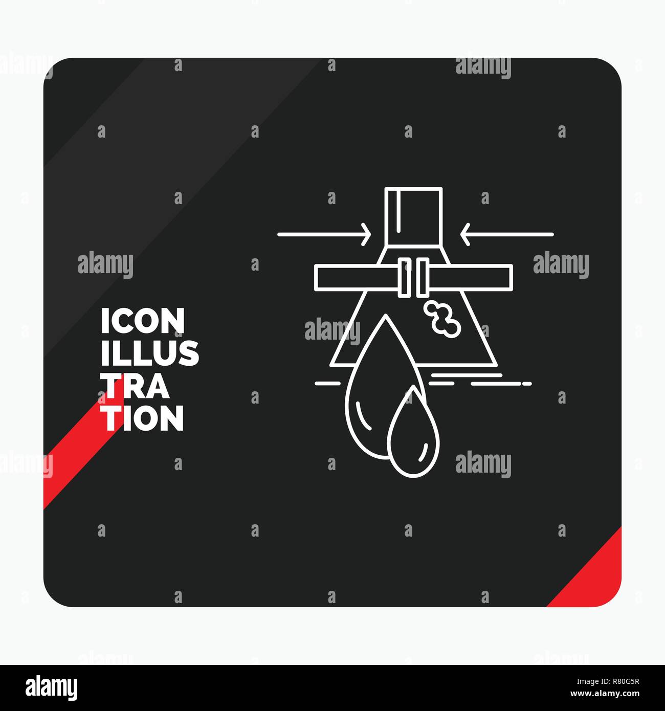 Red and Black Creative presentation Background for Chemical, Leak, Detection, Factory, pollution Line Icon Stock Vector