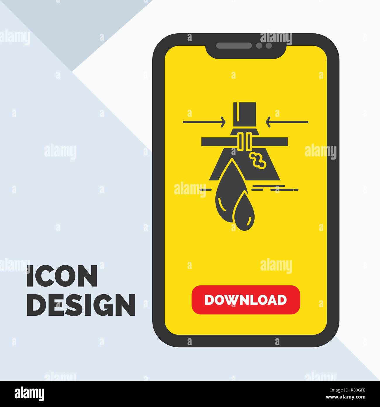 Chemical, Leak, Detection, Factory, pollution Glyph Icon in Mobile for Download Page. Yellow Background Stock Vector