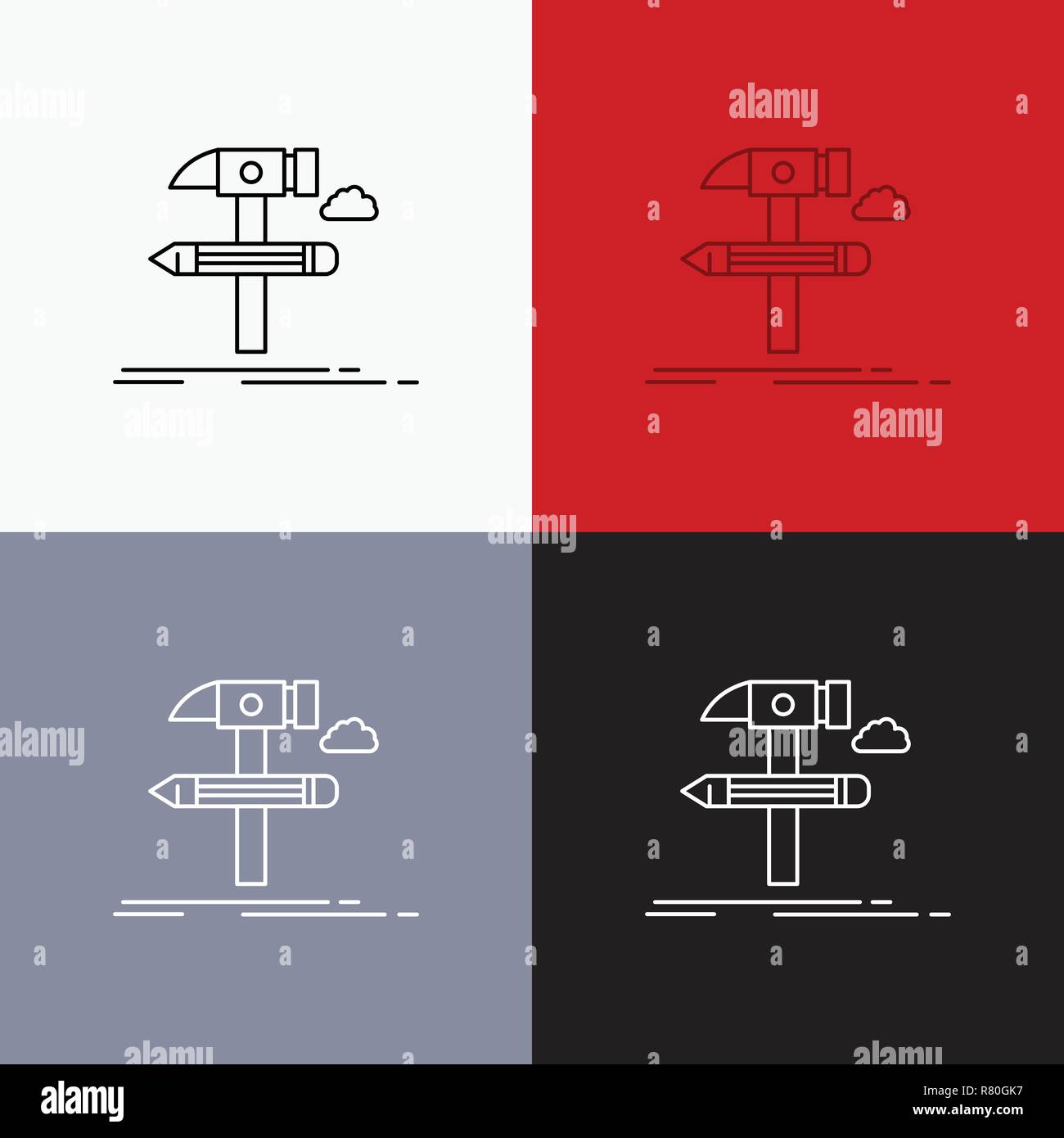 Build, design, develop, tool, tools Icon Over Various Background. Line