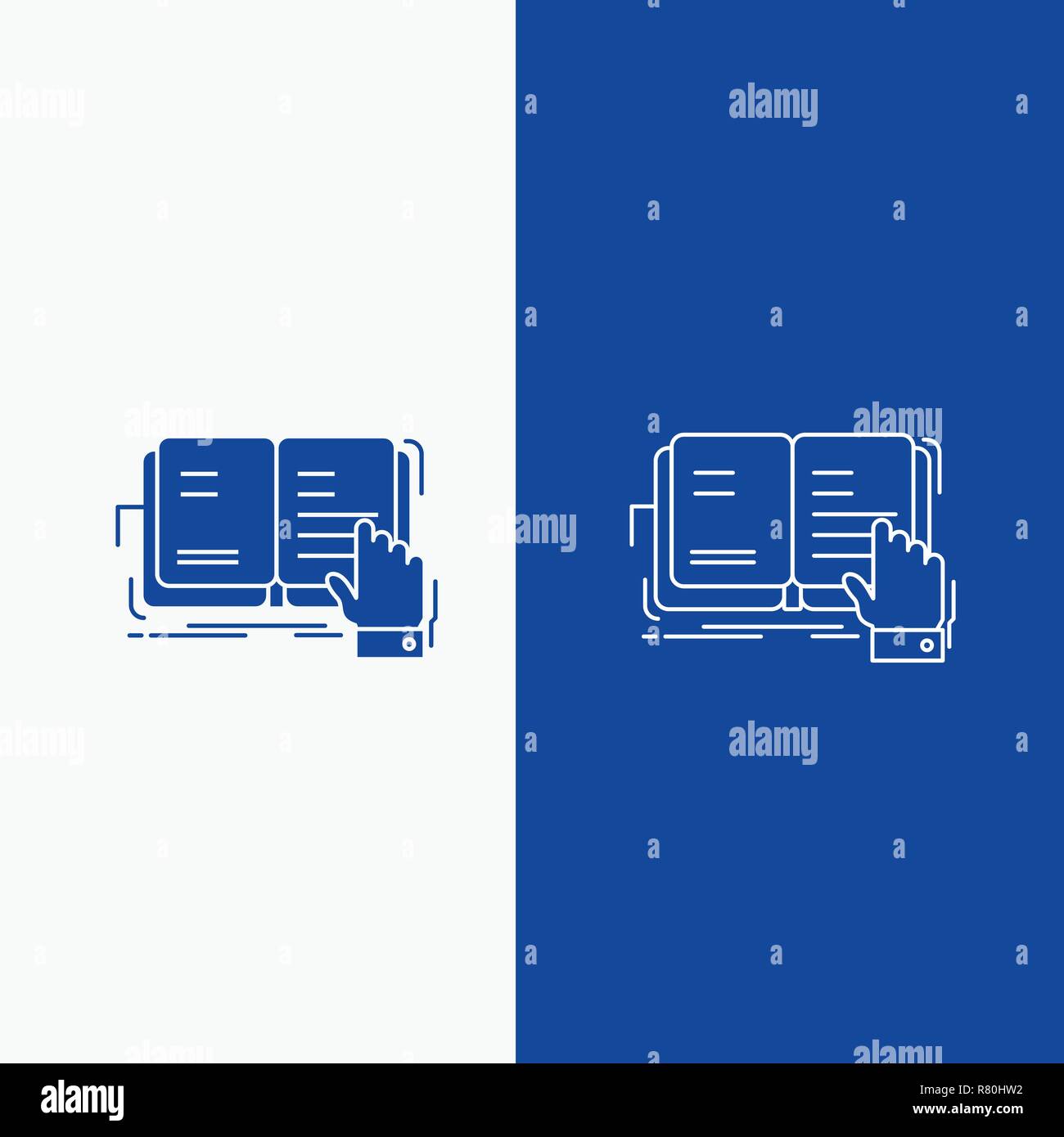 book, lesson, study, literature, reading Line and Glyph web Button in Blue color Vertical Banner for UI and UX, website or mobile application Stock Vector