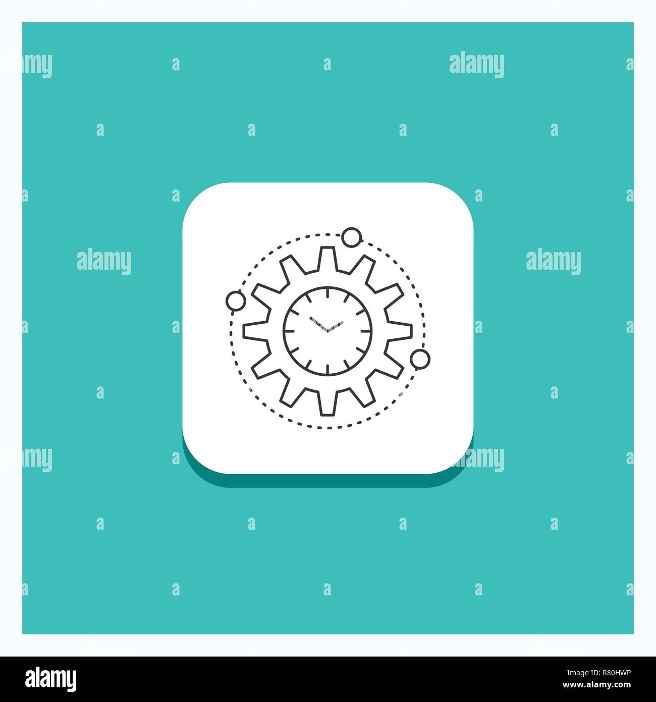 Round Button for Efficiency, management, processing, productivity, project Line icon Turquoise Background Stock Vector