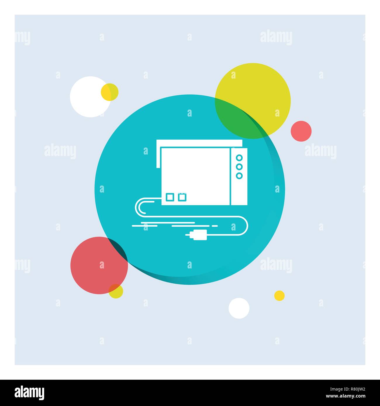 audio, card, external, interface, sound White Glyph Icon colorful Circle Background Stock Vector