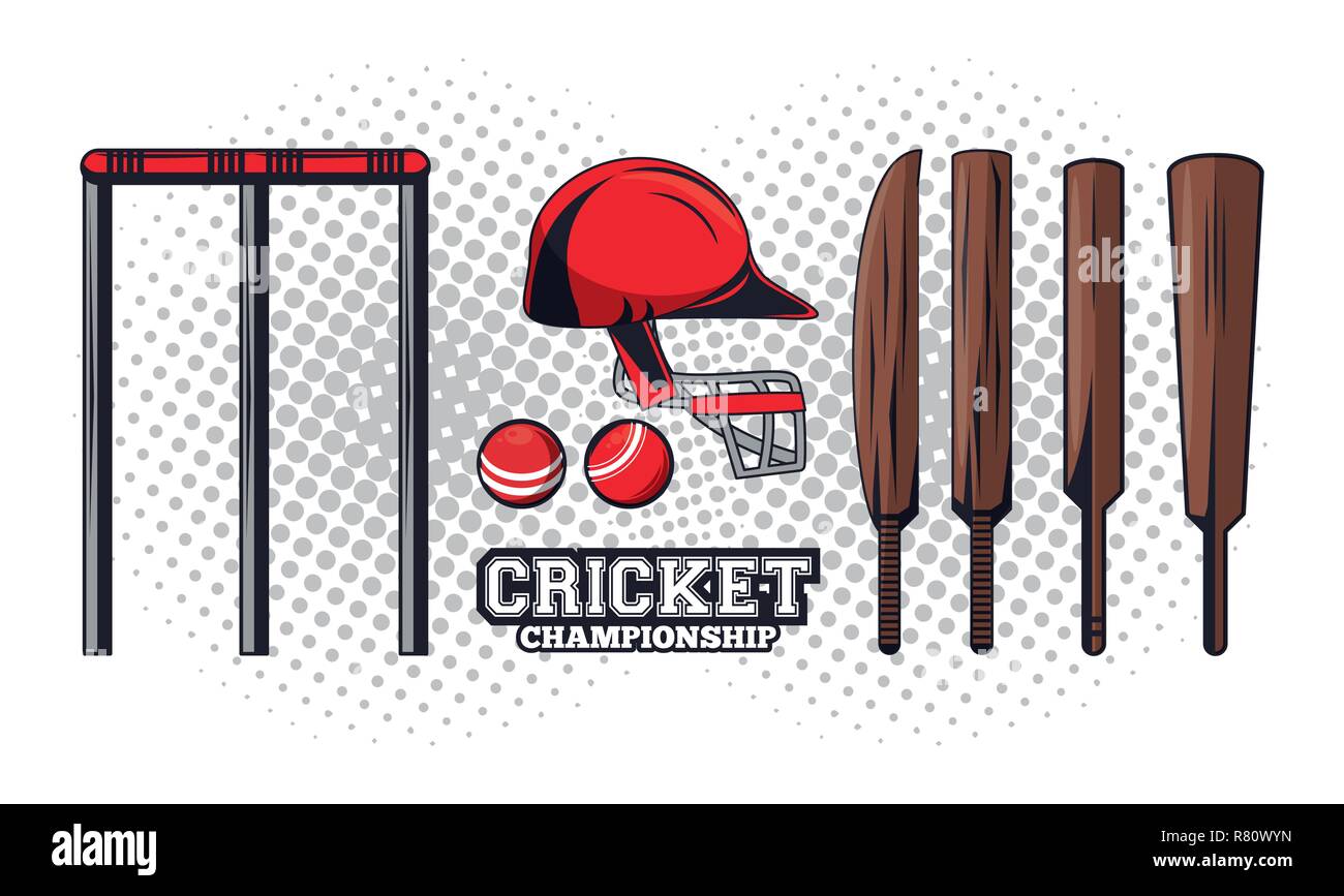 cricket equipment player Stock Vector