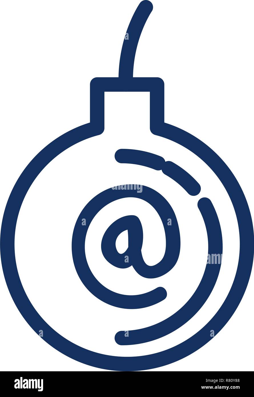bomb explosive with arroba symbol vector illustration design Stock Vector