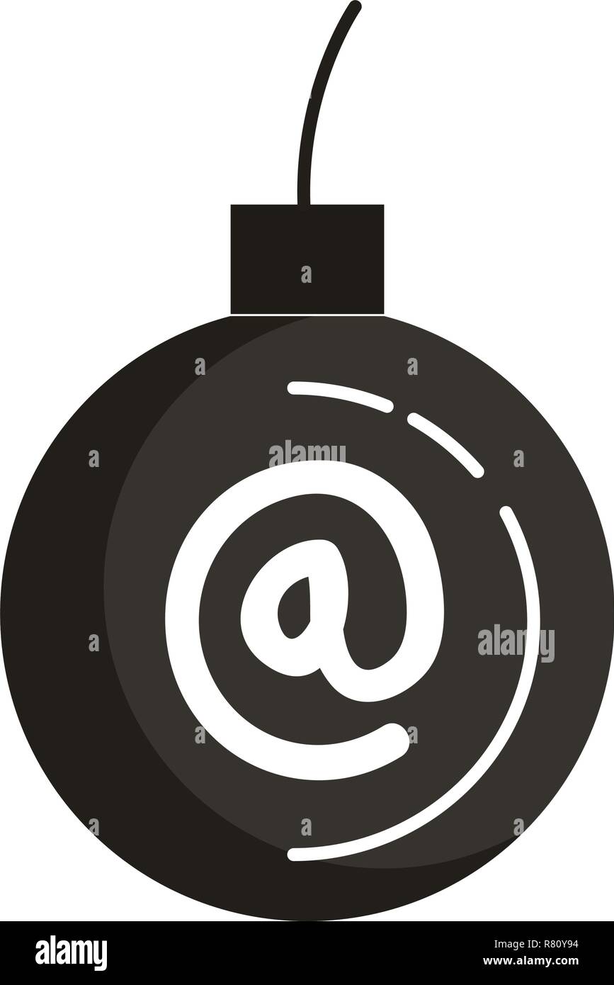 bomb explosive with arroba symbol vector illustration design Stock Vector