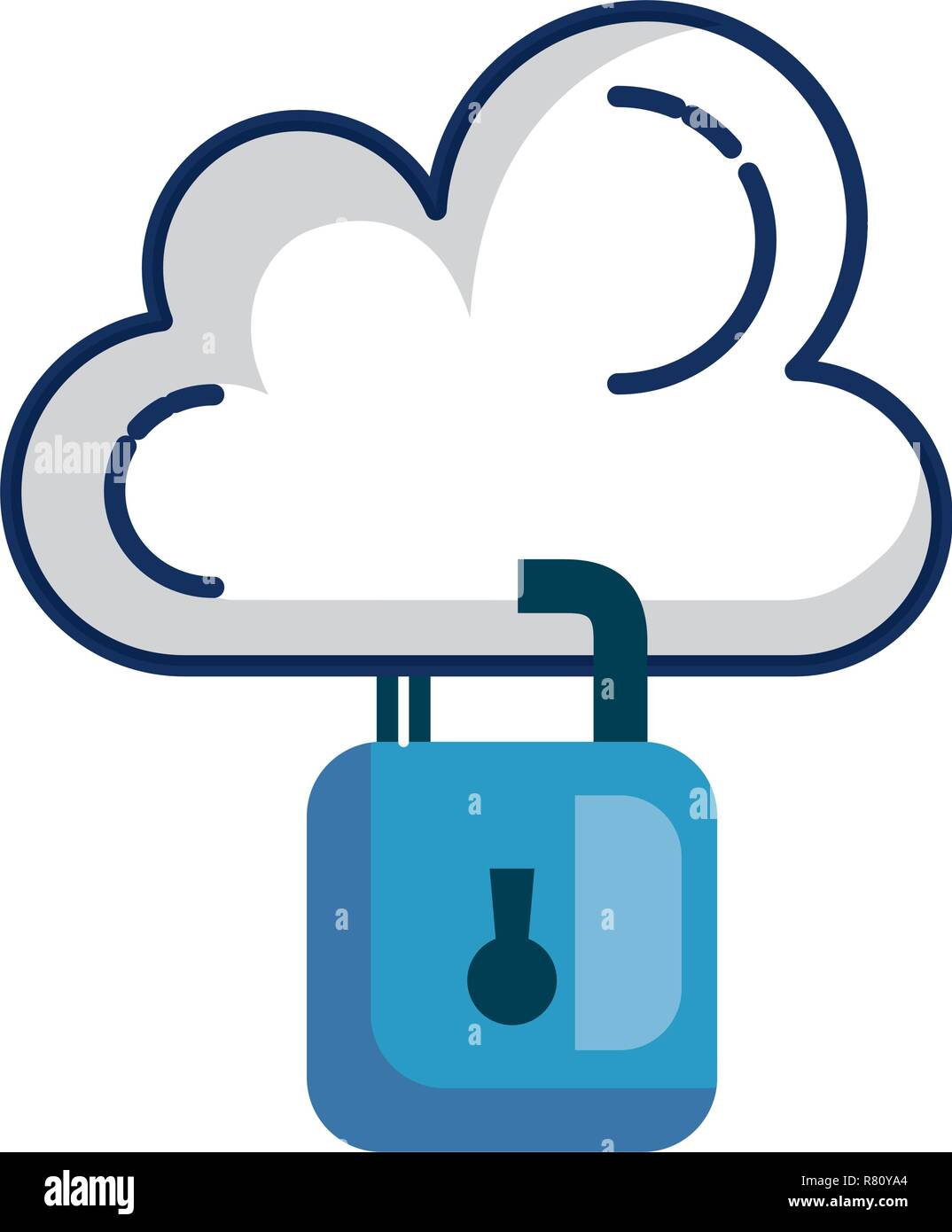 cloud computing server with padlock vector illustration design Stock ...