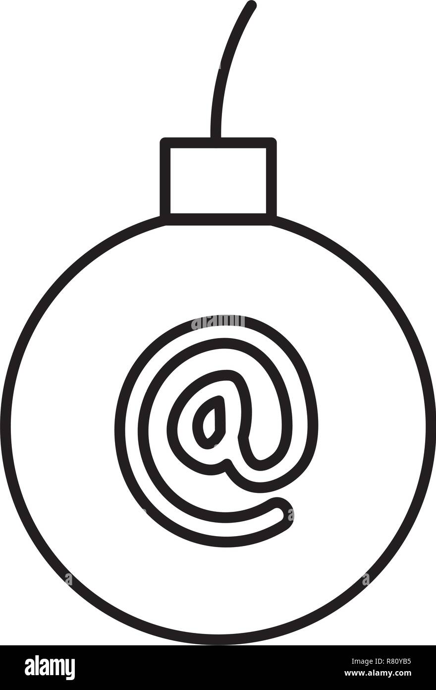 bomb explosive with arroba symbol vector illustration design Stock Vector