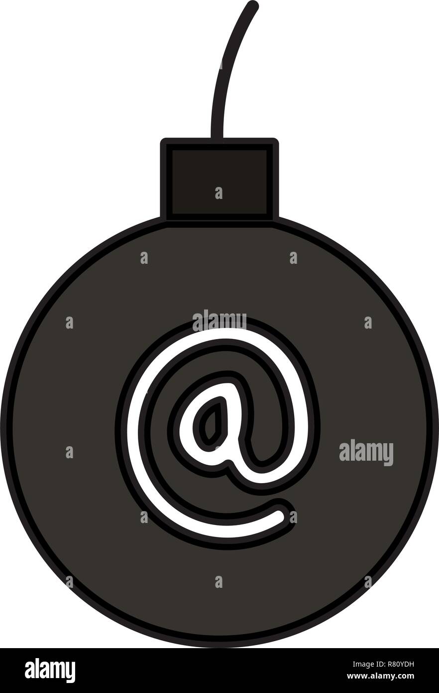 bomb explosive with arroba symbol vector illustration design Stock Vector