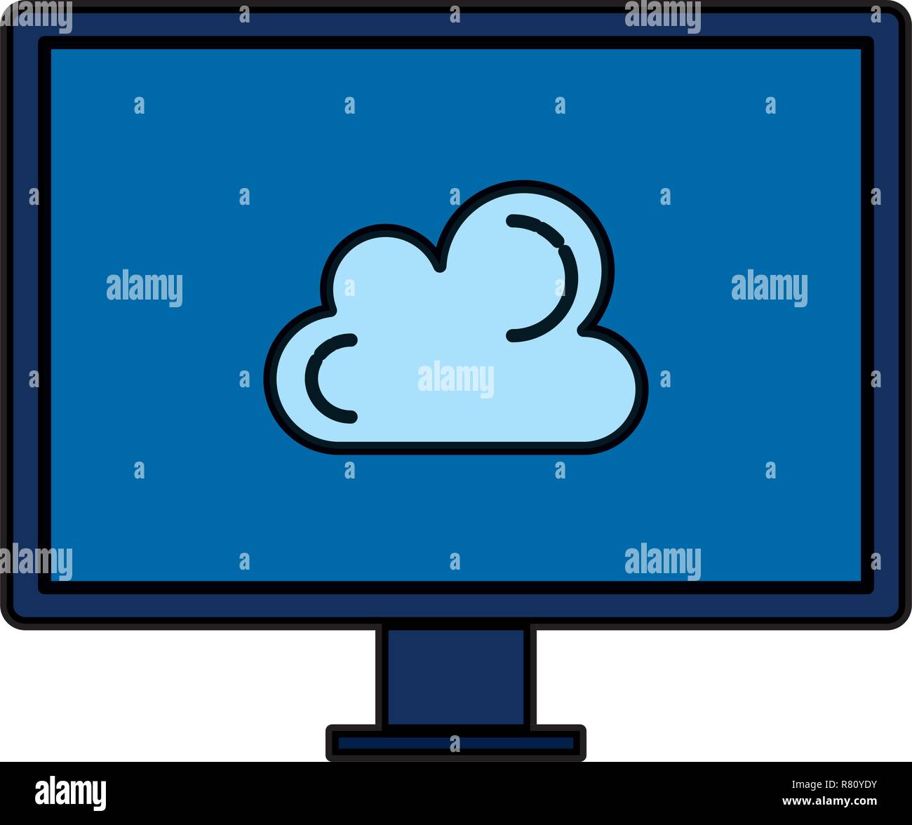 computer desktop with cloud computing vector illustration design Stock ...
