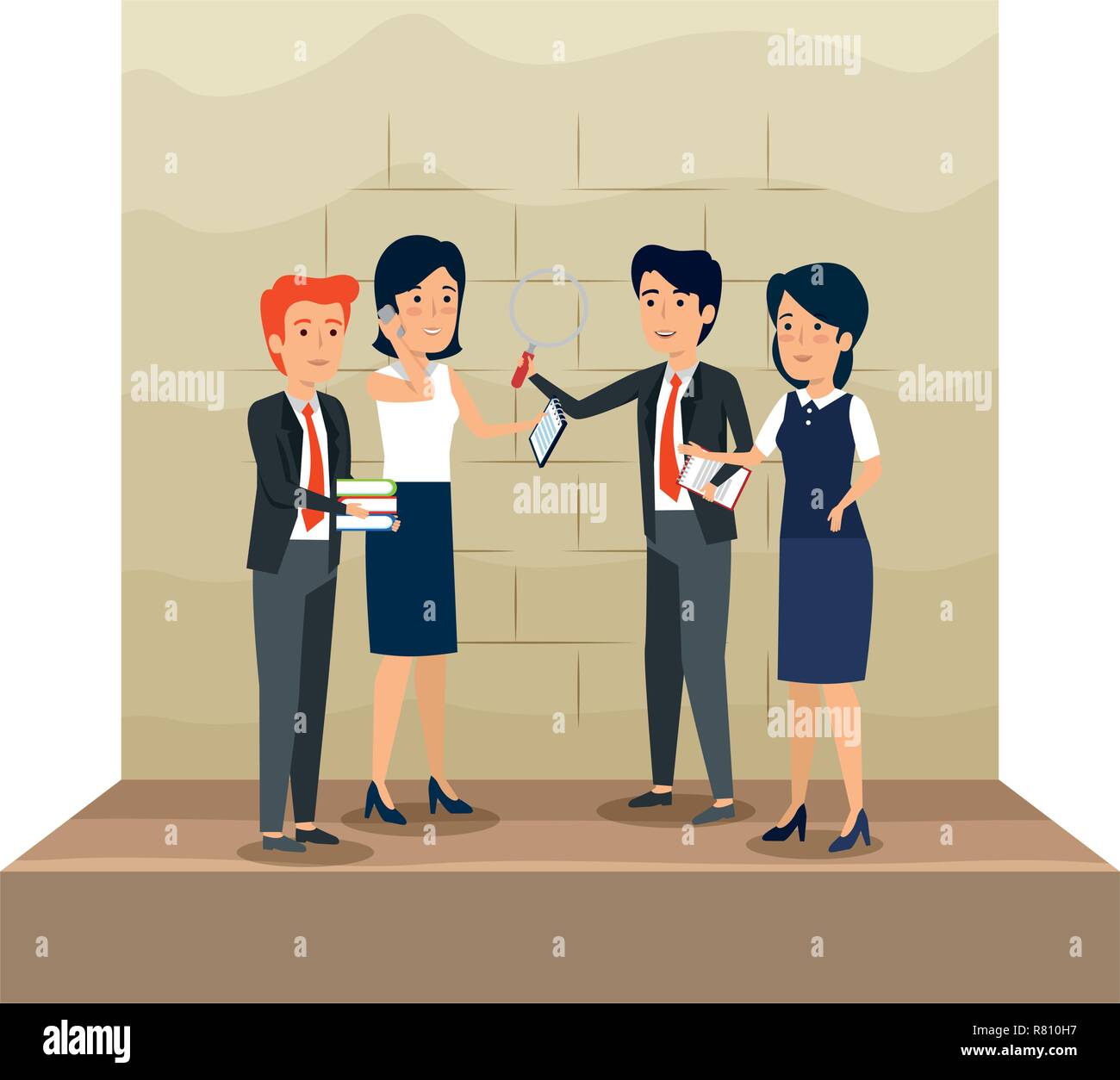 elegant business people in the workplace vector illustration design ...