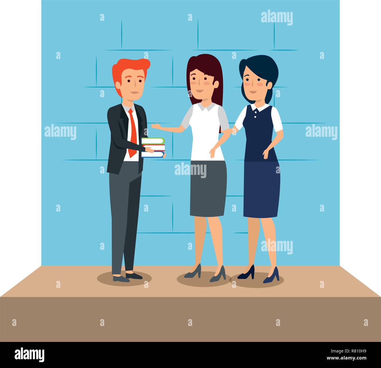 elegant business people in the workplace vector illustration design ...