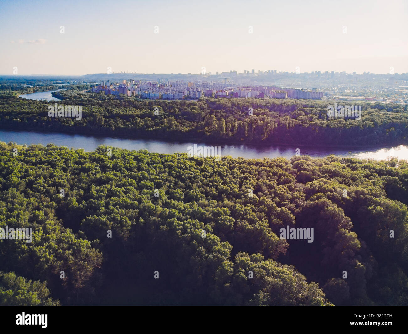 river flowing in the forest. Aerial view Stock Photo - Alamy