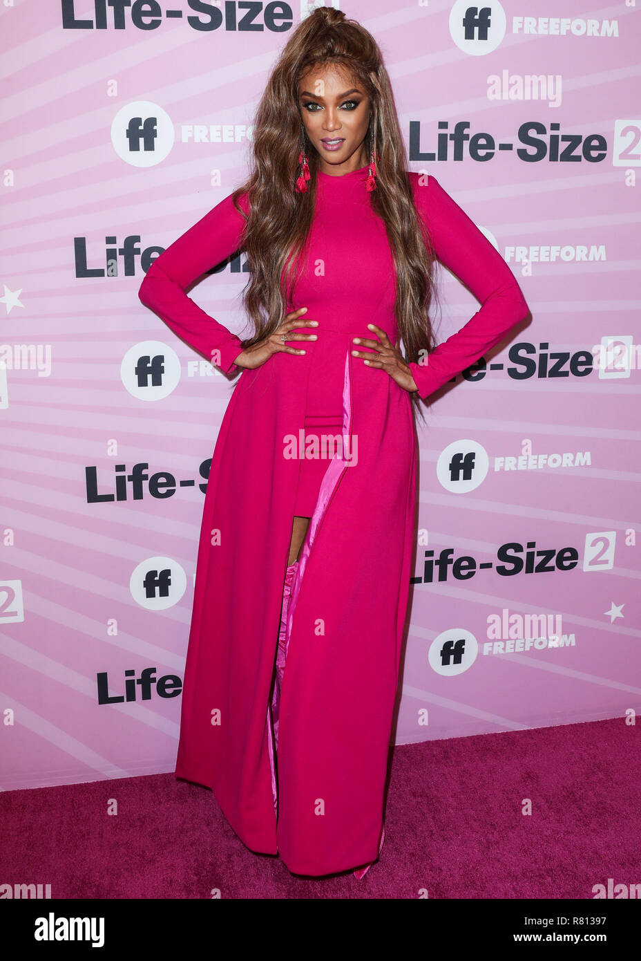 HOLLYWOOD, LOS ANGELES, CA, USA - NOVEMBER 27: Model Tyra Banks arrives at the World Premiere Of Freeform's 'Life-Size 2' held at The Hollywood Roosevelt on November 27, 2018 in Hollywood, Los Angeles, California, United States. (Photo by Xavier Collin/Image Press Agency) Stock Photo