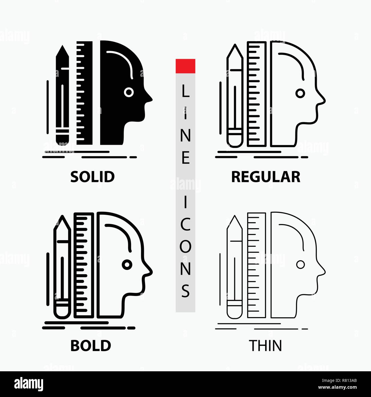 Design, human, ruler, size, thinking Icon in Thin, Regular, Bold Line