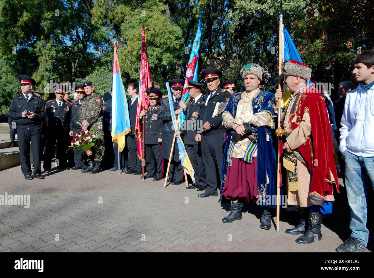 Cossacks commemorate the rebirth of Cossacks in the Ukraine, Odessa, Odessa Oblast, Ukraine Stock Photo